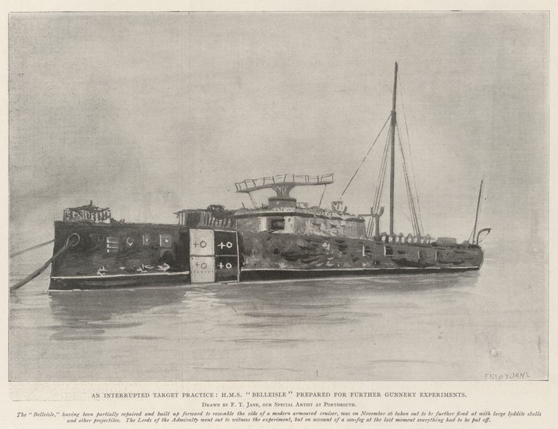 一个中断的目标实践，HMS Belleisle准备进一步的枪械实验 作者 弗雷德·简