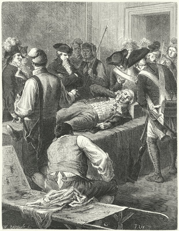 1794年在公共安全委员会受伤的马克西米利安·罗伯斯庇尔（Maximilianen Robespierre） 作者 弗雷德里克·西奥多·利克斯