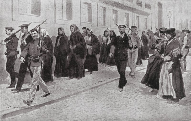 革命期间受共和国保护的修女（石版画） 作者 弗雷德里克·德·哈嫩