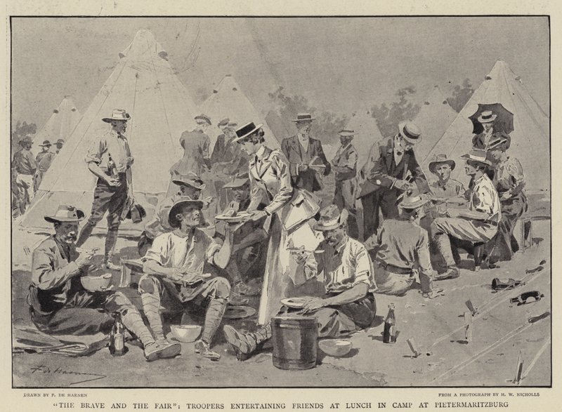 The Brave and the Fair，Troopers在Pietermaritzburg的营地午餐招待朋友 作者 弗雷德里克·德·哈嫩