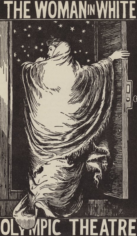 威尔基·柯林斯 (Wilkie Collins) 的小说《白衣女人》(The Woman in White) 在伦敦奥林匹克剧院的戏剧改编海报设计 作者 弗雷德里克·沃克（后）