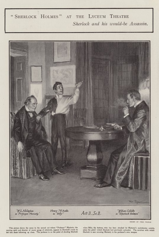 A performance of Sherlock Holmes at the Lyceum Theatre, London (litho) 作者 弗雷德里克·佩格拉姆