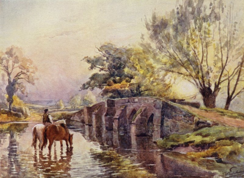 Hampton-in-Arden，Packhorse Bridge 作者 弗雷德里克·威廉·牛顿·怀特黑德