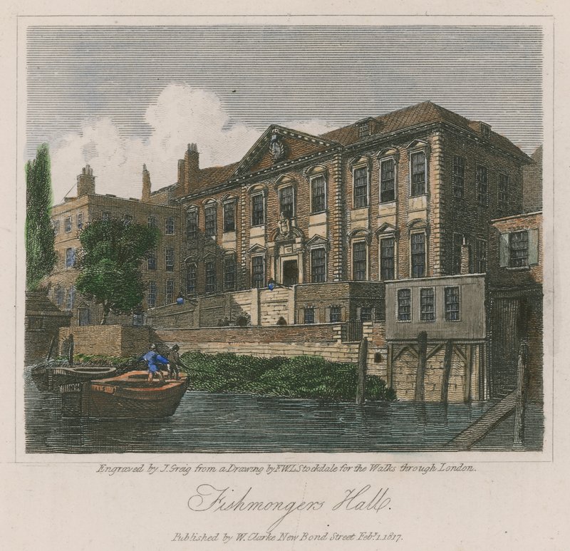 Fishmongers&39;Hall，伦敦泰晤士河上游街 作者 弗雷德里克·威尔顿·利奇菲尔德·斯托克代尔