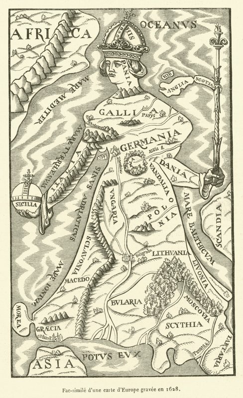 Fac-simile dune carte dEurope gravee and 1628 作者 法语学校