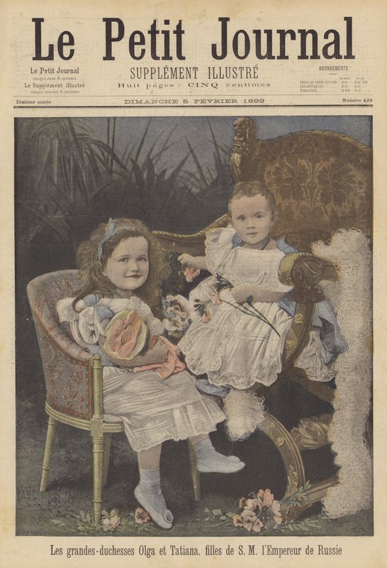 Grand Duchesses Olga和Tatiana，俄罗斯沙皇尼古拉斯二世的女儿们 作者 法语学校