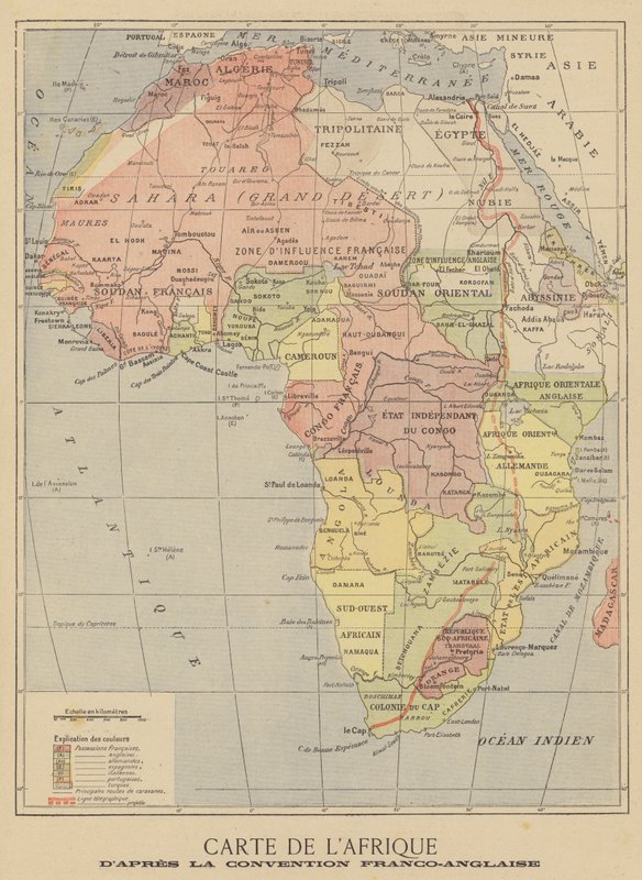 1899年3月英法协定签署后的非洲地图 作者 法语学校