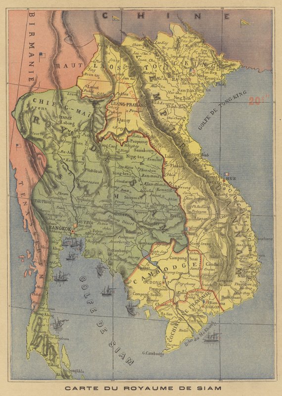 暹罗王国的地图 作者 法语学校