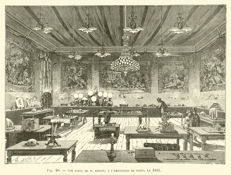 爱迪生的房间，在巴黎的展览，在1881年 作者 法语学校
