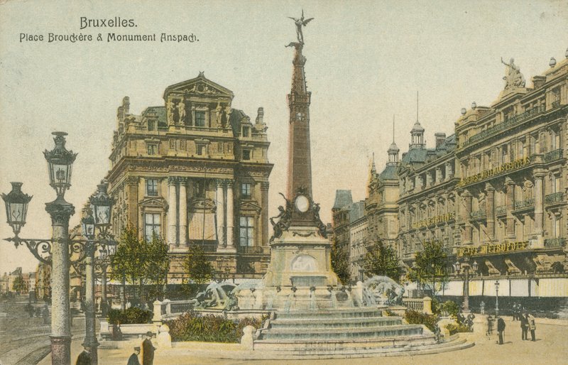 Anspach Monument, Brouckere Place (colour photo) 作者 法国摄影师