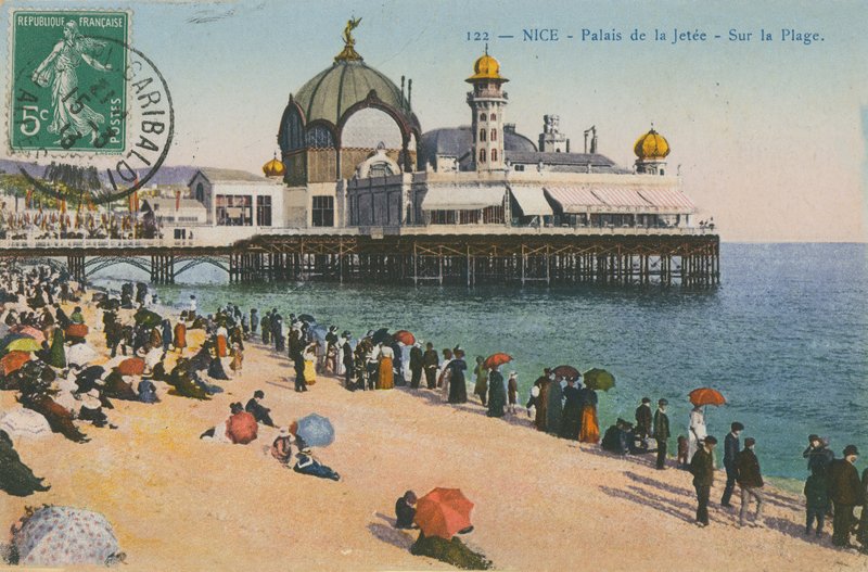 海滩和尼斯Palais de la Jetee。明信片于1913年寄出。 作者 法国摄影师
