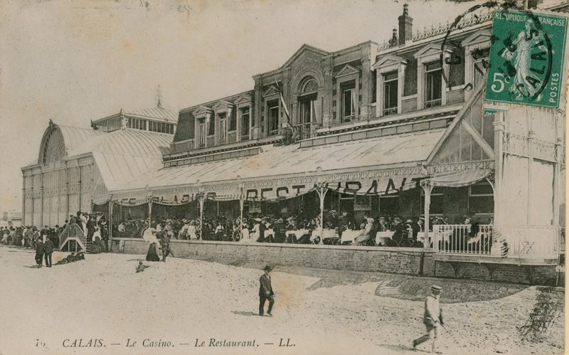 加莱，赌场，餐厅。明信片于1913年8月14日寄出。 作者 法国摄影师