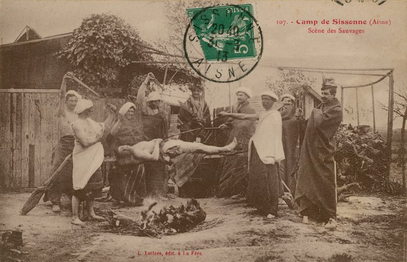 在Sissonne，Aisne，法国的营地。明信片于1913年寄出。 作者 法国摄影师