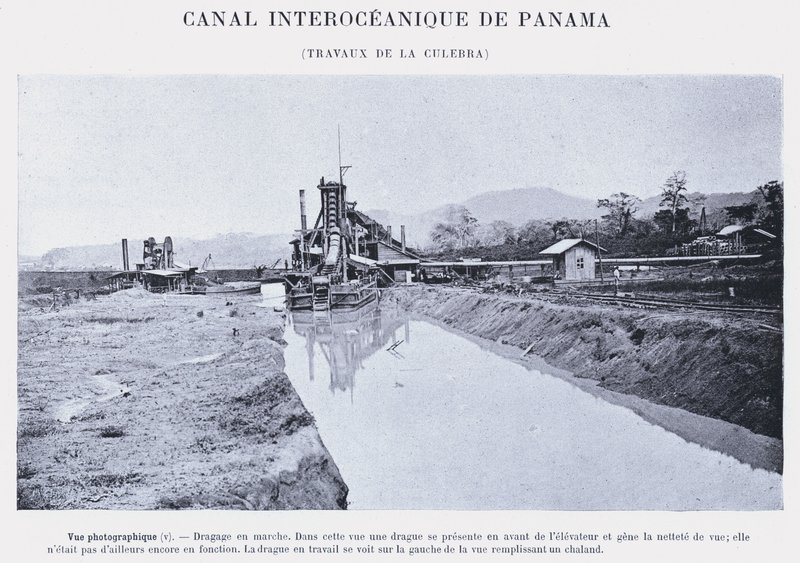 巴拿马大洋运河，La Culebra 工程（黑白照片） 作者 法国摄影师