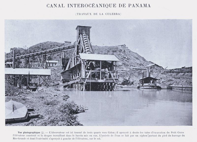 巴拿马大洋运河，La Culebra 工程（黑白照片） 作者 法国摄影师