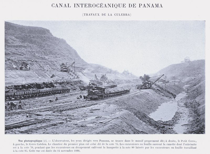 巴拿马大洋运河，La Culebra 工程（黑白照片） 作者 法国摄影师