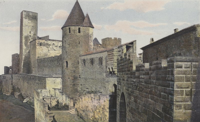 Carcassonne Cite，查看O Chemin des remparts，正义之塔（修复前） 作者 法国摄影师