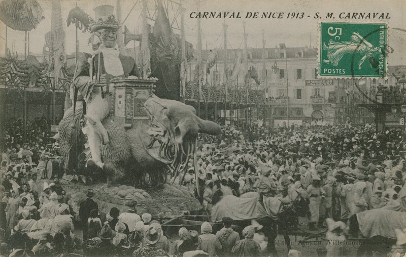 Carnaval de Nice 1913.明信片于1913年寄出。 作者 法国摄影师