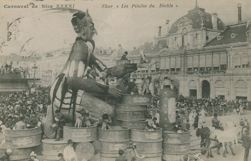 尼斯狂欢节，Char，The Devil&39;s Pills。明信片于1913年寄出。 作者 法国摄影师