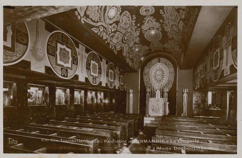 教堂船上的汽船，拉诺曼底。明信片于1913年寄出。 作者 法国摄影师