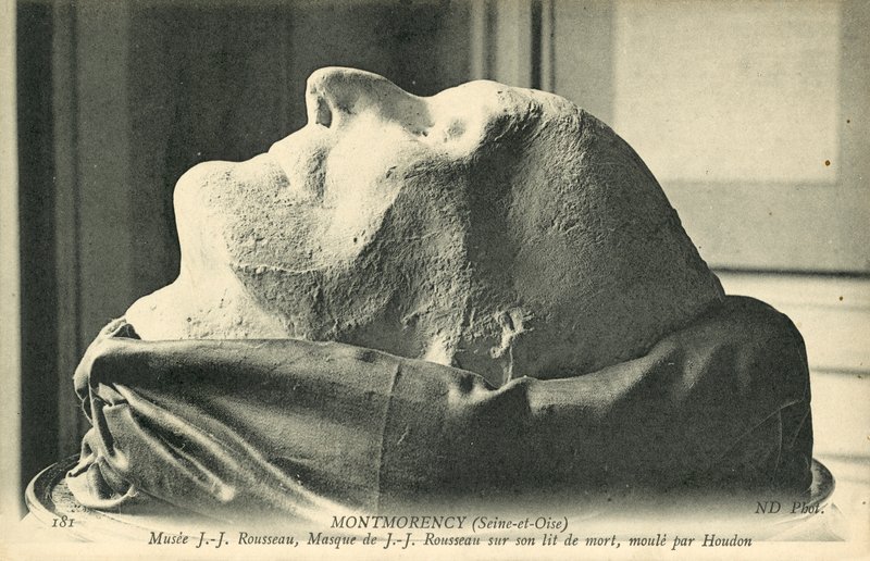 Jean-Jacques Rousseau的死亡面具，由Houdon塑造 作者 法国摄影师