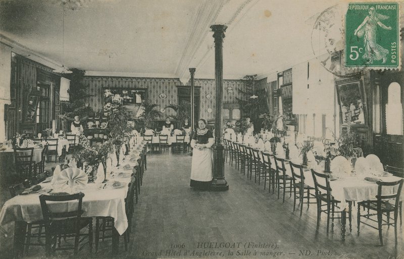 Grand Hotel dAngleterre，Huelgoat，布列塔尼的餐厅。明信片于1913年寄出。 作者 法国摄影师