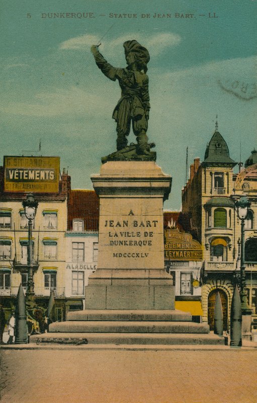 敦刻尔克 - 让巴特雕像。明信片于1913年寄出。 作者 法国摄影师