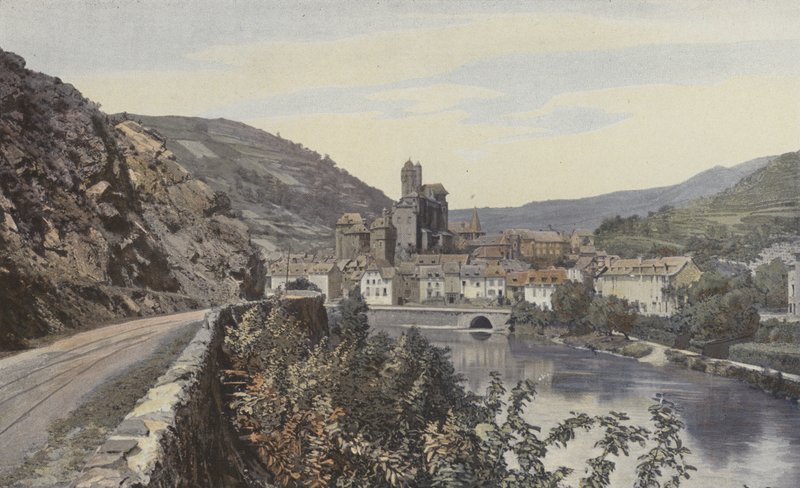 Estaing，一般观点，在拍卖地的上游 作者 法国摄影师