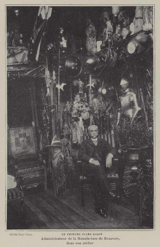 French painter Jules Badin, Manager of the Beauvais Tapestry Manufacture, in his workshop (b/w photo) 作者 法国摄影师