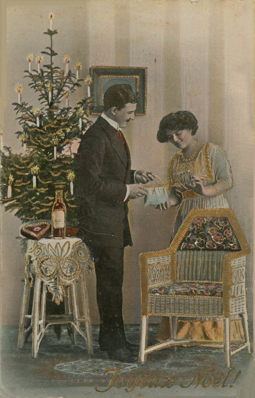 1913年发送的快乐圣诞明信片（手工彩色照片） 作者 法国摄影师