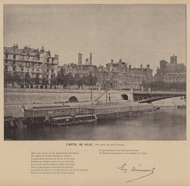 巴黎公社，市政厅，从 Pont d