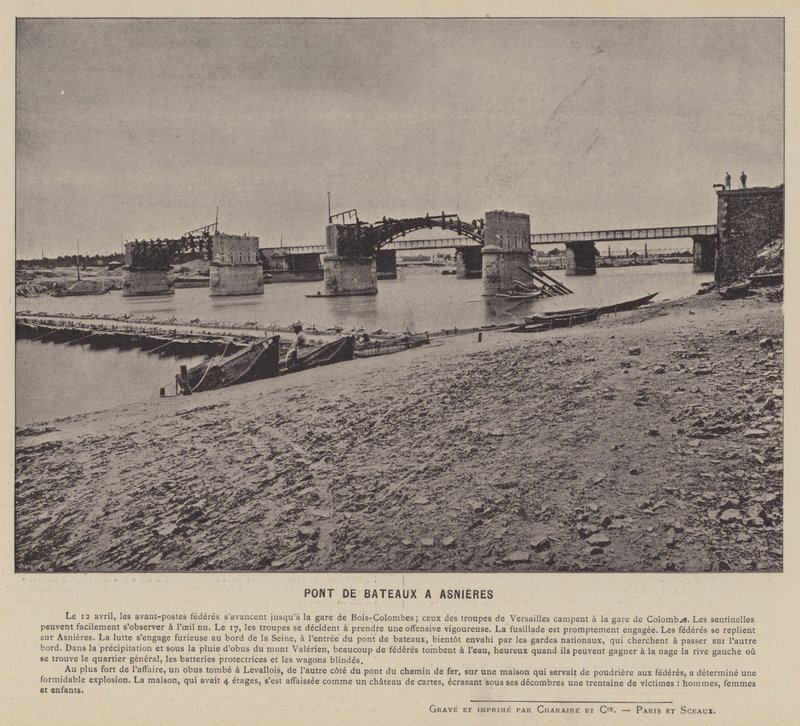 巴黎公社，Pont De Bateaux A Asnieres（黑白照片） 作者 法国摄影师
