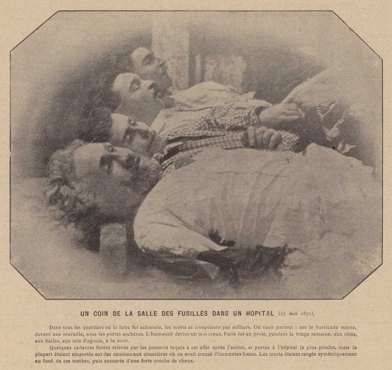 巴黎公社，Un Coin De La Salle Des Fusilles In A Hospital，1871 年 5 月 27 日（黑白照片） 作者 法国摄影师