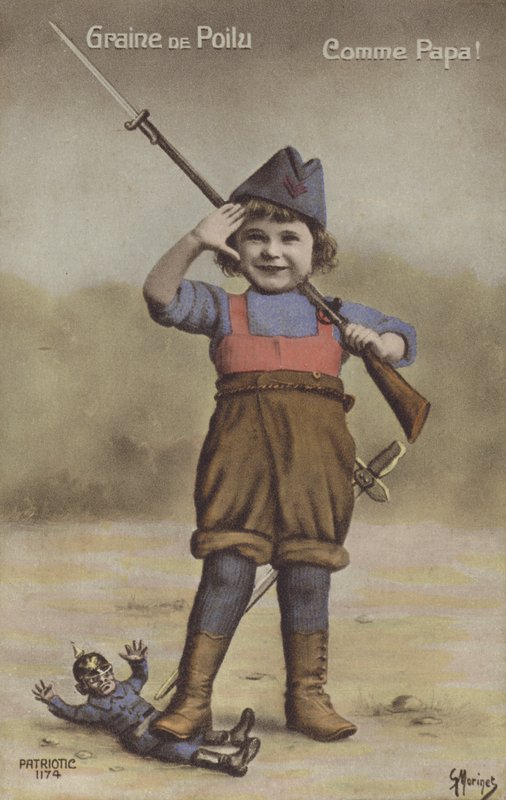 Little boy dressed as a soldier (colour photo) 作者 法国摄影师