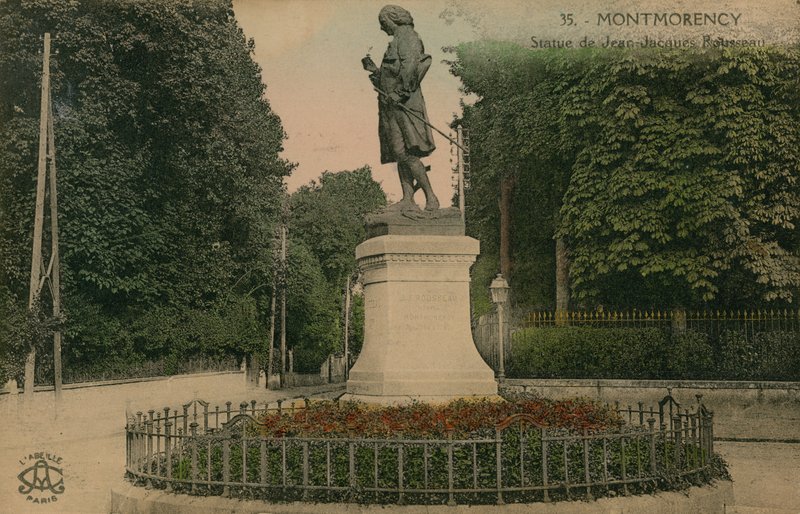 Montmorency  -  Jean-Jacques Rousseau雕像。明信片于1913年寄出。 作者 法国摄影师