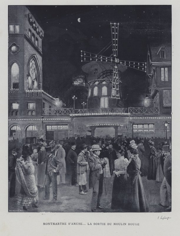 Outside the Moulin Rouge, Montmartre, Paris (b/w photo) 作者 法国摄影师