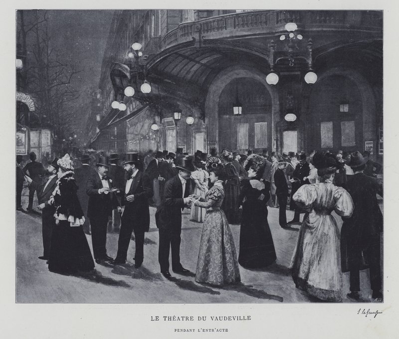 Outside the Theatre du Vaudeville, Paris, during the interval (b/w photo) 作者 法国摄影师