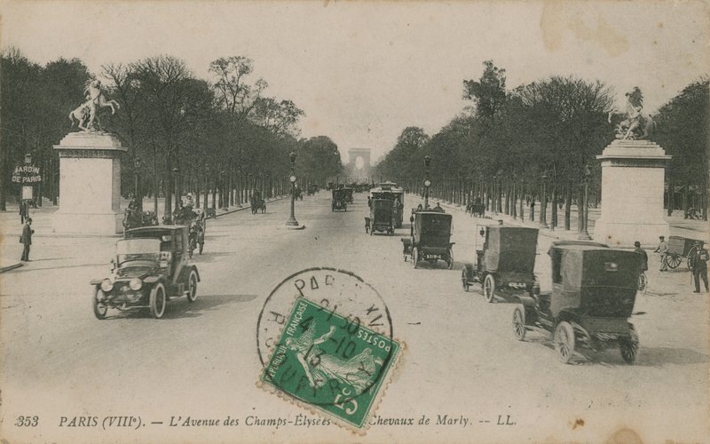 巴黎 - 香榭丽舍大道。明信片于1913年寄出。 作者 法国摄影师