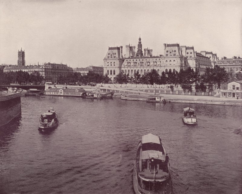 Paris: Hotel de Ville, from the River Side (b/w photo) 作者 法国摄影师