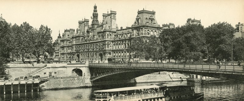 巴黎，市政厅和Pont d&39;Arc，市政厅和Arcole桥 作者 法国摄影师