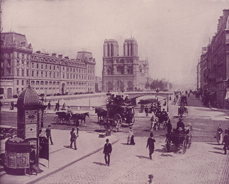 Paris: The Pont St Michel and Notre Dame (b/w photo) 作者 法国摄影师