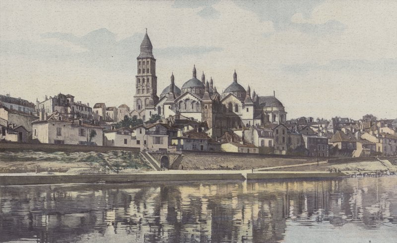 Perigueux，Cathedrale圣徒前面，从小岛岸采取的看法 作者 法国摄影师