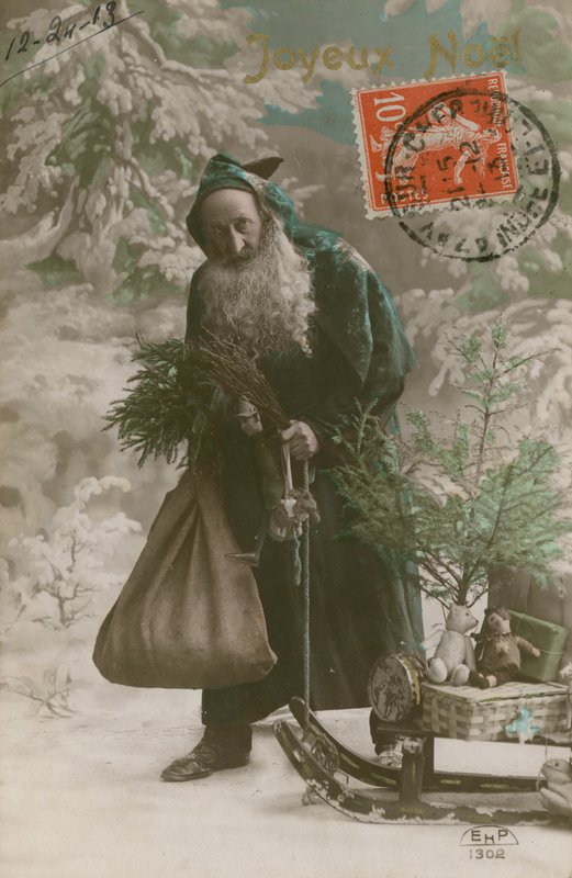 圣诞老人的明信片，1913年12月24日发送（手工彩色照片） 作者 法国摄影师