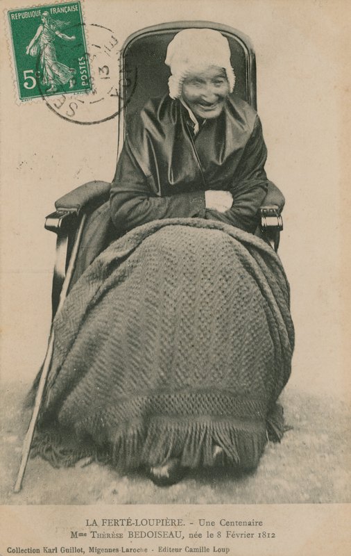 百岁老人的明信片，夫人Therese Bedoiseau，La Ferte-Loupiere，1913年 作者 法国摄影师