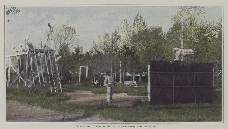 Sailors doing the pole vault at the Ecole de Gymnastique de Lorient, France (colour photo) 作者 法国摄影师