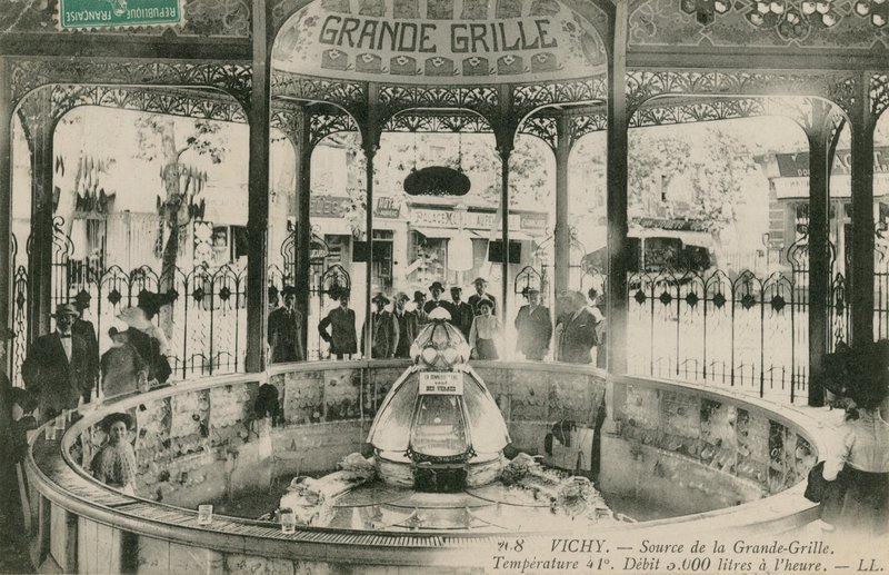 Vichy的Grand Grille春天的来源。明信片于1913年寄出。 作者 法国摄影师