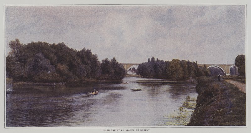 The River Marne and the Viaduct of Nogent, France (colour photo) 作者 法国摄影师