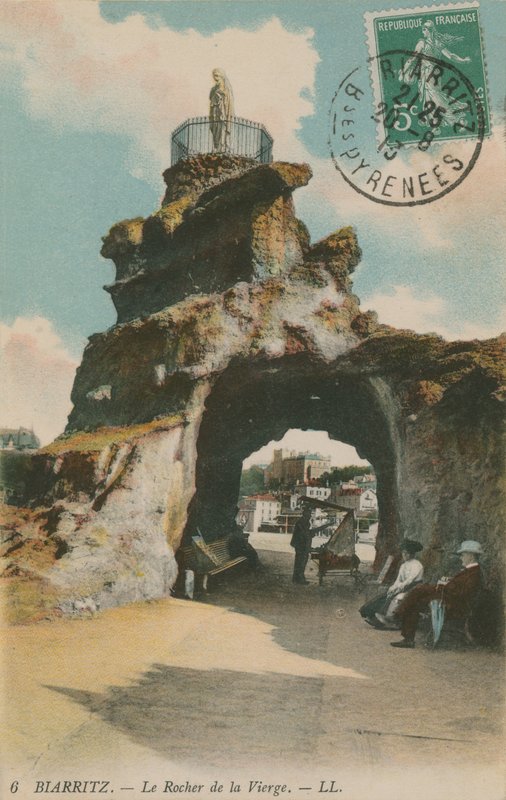 法国比亚里茨的圣母岩石。明信片于1913年寄出。 作者 法国摄影师