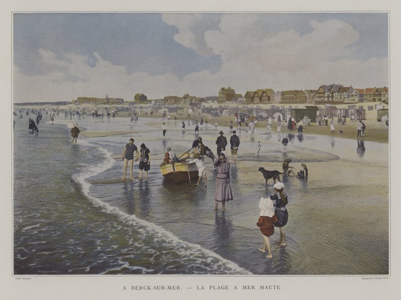 法国Berck-sur-Mer涨潮时的海滩（彩色照片）。 作者 法国摄影师