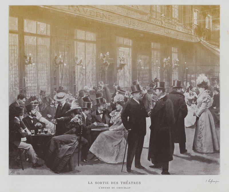 Theatregoers outside the Taverne Pousset in Paris after a performance (b/w photo) 作者 法国摄影师